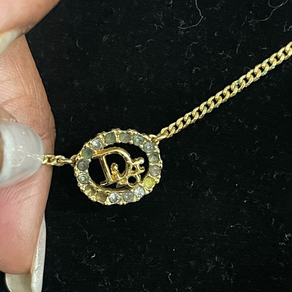 Authentic Dior Gold Plated  Necklace-Preowned As Is -Missing a couple of Stones - Picture 5 of 6